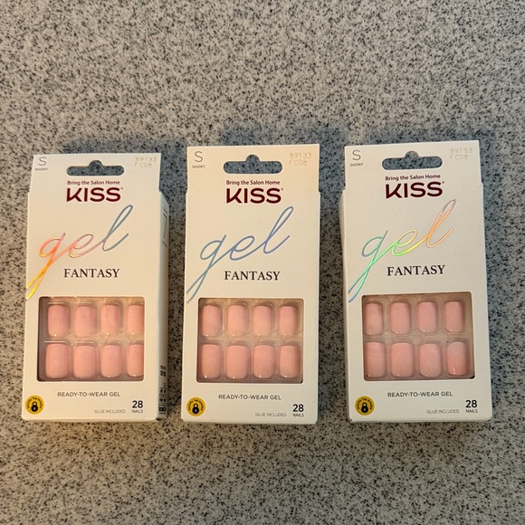 Kiss Gel pink ready to wear glue included 28 nails soft pink gel fantasy 3 boxes - Picture 3 of 6